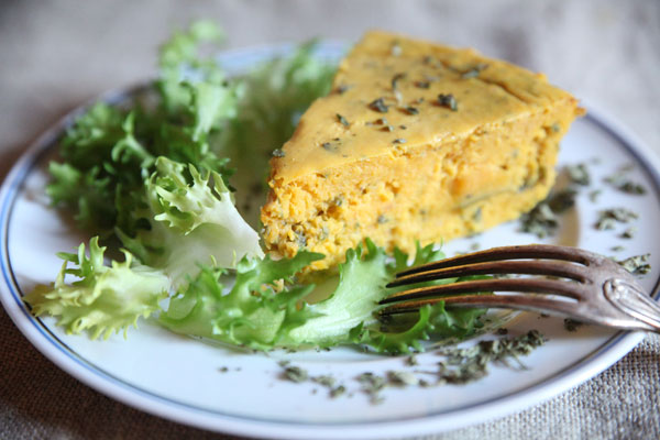 Flan de butternut au gingembre et à l'ortie