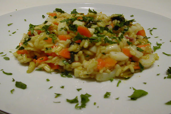 Risotto aux calamars et aux shanghai